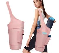 Aucuu Sac Yoga Tapis Rangement, Sac Tapis Yoga Femme Grand, Séparation Humide et Sèche Ochette à Cordon pour Bouteille d'eau et Poches Latérales Zippées pour Tapis de Yoga, Tapis de Gym et Pilates