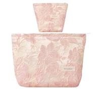 Aucuu Trousse de Maquillage Brodée Ensemble 2 Pièces (Grand + Petit), Trousse de Toilette Portable pour Voyage, Quotidien, Cours & Sorties, pour Femmes à Anniversaire, Occasions Spéciales