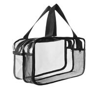 Aucuu Trousse de Toilette Voyage, PVC Trousse Maquillage Grande Capacité, Sac de Rangment Transparente Double Couche avec poignée, Sac Cosmétiques pour Homme et Femme, 27 * 15 * 16cm