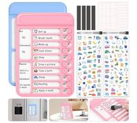 Audab Lot de 2 tableaux de corvées magnétiques effaçables à sec pour enfants, tableau de liste de choses à faire, tableau de routine pour la maison, réfrigérateur, mur, bureau (bleu et rose)