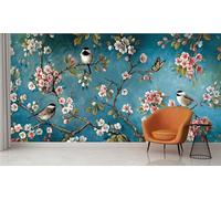 Audace Liberté Papier peint panoramique, 300x 210 cm，matériau en soie pour mur de fond de fleurs et d'oiseaux 3D, Peut sur mesure taille, adapté à la décoration murale du salon et de la chambre