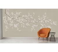 Audace Liberté papier peint panoramique Fleur De PrunierZen Style Minimaliste soie 355×250 cm papier peint 3D géant salon chambre salle à manger chambre d'enfant décoration murale