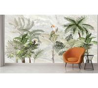 Audace Liberté Papier Peint Panoramique Jungle Tropicale Soie 400×280 cm Papier Peint Géant 3D Salon Chambre Salle à Manger Chambre d'Enfant Décoration Murale - Bananiers Perroquet