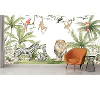 Audace Liberté Papier Peint Panoramique Peint À La Main Animal Jungle Soie 355×250 cm Papier Peint Géant 3D Salon Chambre Salle à Manger Chambre d'Enfant Décoration Murale - lion,zèbre