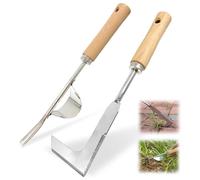 Audasi 2 Pièces Désherbeur Manuel, Outil Desherbeur Manuel en Acier Inoxydable avec Manche Ergonomique en Bois Outillage de Jardin Désherbeur à Racines pour Désherber Votre Jardin Creuser