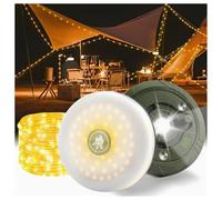 Audasi 20M Guirlande Lumineuse Escamotable Camping 2 in 1 Rechargeable Guirlande Lumineuse Escamotable Portable pour Décoration Pour Camping,Voyages,Terrass, Guirlande Lumineuse Portative Exterieure