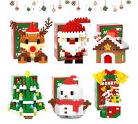 Audasi 6 Pezzi Set di Blocchi da Costruzione Natalizi, Set di Costruzione Natalizia Mattoncini da Costruzione Babbo Natale Blocchi di Costruzione Regali Creativi per Decorazioni Natalizie Bambini