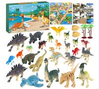 Audasi Calendrier de l'Avent Dinosaures 2025, Calendriers Du Compte À Rebours De Noël De 24 Jouets Figurines Animaux Dinosaur Calendrier Dinosaure Cadeau Surprise De Noël pour Enfants