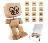 Audasi Figurine d'homme en Bois Secoué, Figurine de Bonhomme en Bois Vacillant avec 12 Expressions Poupée en Faite à la Main Figurines de Décoration de Voiture pour Voiture Décoration de Bureau