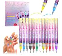 Audasi Lot de 12 stylos pour nail art - 0,5 mm - Imperméables - Séchage rapide - Graffiti - Pointes de pointillage - Outil de dessin - Outil d'art pour graffiti et pointillage