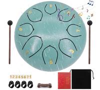 Audasi Steel Tongue Rain Drum 6 Pouces 8 Notes Tambour De Pluie Extérieur Handpan Drum Instrument Pluie Musique Tambour Pour Education Musicale Divertissement Méditation Yoga Zen Cadeaux Bleu Mousse