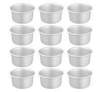 Auddemg Lot de 12 moules à mini-gâteau ronds (Ø 9,5 cm), moules à pâtisserie professionnelles en aluminium anodisé, Adapté pour le four et la friteuse à air, argenté