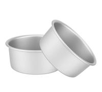 Auddemg Lot de 2 Moules à gâteau ronds Ø 17,8 cm, moule a cake professionnel en aluminium anodisé avec fond amovible, argenté