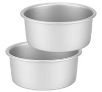 Auddemg Lot de 2 Moules à gâteau ronds Ø 20 cm, moule layer cake professionnel en aluminium anodisé avec fond amovible, argenté