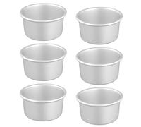 Auddemg Lot de 6 moules à mini-gâteau ronds (Ø 9,5 cm), moules à pâtisserie professionnelles en aluminium anodisé, Adapté pour le four et la friteuse à air, argenté