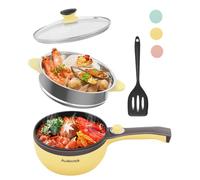 Audecook Hot Pot Électrique Mini Poêle Électrique, Puissance Réglable | Casserole Électrique Portable 1,5 L, 1-3 Pers., Dortoir, Appartement, Bureau, Voyage, Camping-Car, Nouilles, Soupe, Steak