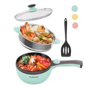 Audecook Hot Pot Électrique Mini Poêle Électrique, Puissance Réglable | Casserole Électrique Portable Antiadhésive Cuiseur à Ramen pour Nouilles Steak Flocons d’Avoine Bureau Dortoir et Voyage