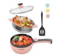 Audecook Hot Pot Électrique Mini Poêle Électrique, Puissance Réglable | Casserole Électrique Portable Antiadhésive Cuiseur à Ramen pour Nouilles Steak Flocons d’Avoine Bureau Dortoir et Voyage