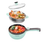 Audecook marmite electrique, mini poêle electrique, poêle antiadhésive portable avec double contrôle de puissance, poêle à Ramen rapide pour steak, soupe, oeufs, flocons d'avoine, nouilles