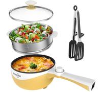 Audecook marmite electrique, mini poêle electrique, poêle antiadhésive portable avec double contrôle de puissance, poêle à Ramen rapide pour steak, soupe, oeufs, flocons d'avoine, nouilles