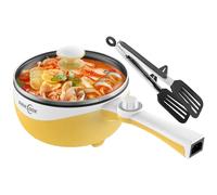 Audecook marmite electrique, mini poêle electrique, poêle antiadhésive portable avec double contrôle de puissance, poêle à Ramen rapide pour steak, soupe, oeufs, flocons d'avoine, nouilles