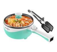 Audecook marmite electrique, mini poêle electrique, poêle antiadhésive portable avec double contrôle de puissance, poêle à Ramen rapide pour steak, soupe, oeufs, flocons d'avoine, nouilles