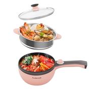 Audecook marmite electrique, mini poêle electrique, poêle antiadhésive portable avec double contrôle de puissance, poêle à Ramen rapide pour steak, soupe, oeufs, flocons d'avoine, nouilles