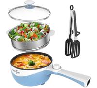 Audecook marmite electrique, mini poêle electrique, poêle antiadhésive portable avec double contrôle de puissance, poêle à Ramen rapide pour steak, soupe, oeufs, flocons d'avoine, nouilles
