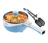 Audecook marmite electrique, mini poêle electrique, poêle antiadhésive portable avec double contrôle de puissance, poêle à Ramen rapide pour steak, soupe, oeufs, flocons d'avoine, nouilles