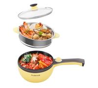 Audecook marmite electrique, mini poêle electrique, poêle antiadhésive portable avec double contrôle de puissance, poêle à Ramen rapide pour steak, soupe, oeufs, flocons d'avoine, nouilles