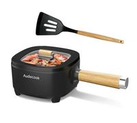 Audecook Poêle à frire électrique, poêle antiadhésive en céramique améliorée de, poêle à ramen électrique pour steak, œufs, riz frit (A (noir / 2l sans cage à vapeur))