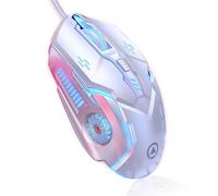 AudeRhine Souris de jeu filaire G5 - Souris de jeu optique silencieuse et silencieuse - Positionnement précis - 4 DPI réglables - Souris de jeu RVB ergonomique pour PC, ordinateur portable, Mac