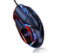 AudeRhine Souris de jeu filaire G5 - Souris de jeu optique silencieuse et silencieuse - Positionnement précis - 4 DPI réglables - Souris de jeu RVB ergonomique pour PC, ordinateur portable, Mac (noir)