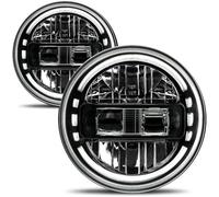 AUDEXEN Phares ronds à DEL plus lumineux de 17,8 cm, approuvés DOT avec feux de circulation diurne, feux de croisement et feux de route compatibles avec Jeep Wrangler JK JKU LJ CJ TJ 1997-2018 - Noir