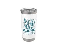 AuDHD Autisme Et TDAH Chat Chien Les Deux Amoureux Des Animaux De Compagnie Drôle Gobelet isotherme en acier inoxydable double paroi