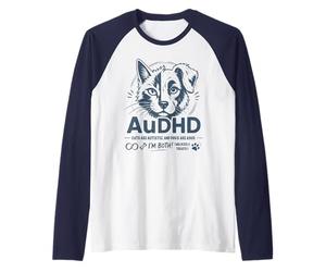 AuDHD Autisme Et TDAH Chat Chien Les Deux Amoureux des Animaux De Compagnie Drôle Manche Raglan