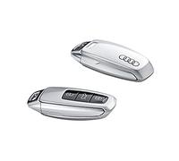 Audi 4N0071208AZ7G Coque de clé avec Logo à Anneaux pour clé 8Y0959754 4N0959754 (Argent Floral)