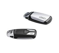 Audi 8W0071208BZ7G Coque de clé avec Logo à Anneaux pour clé 4M0959754 8W0959754 8S0959754 avec Barrette chromée (Argent Florette)