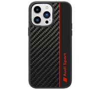 Audi Coque de protection pour le sport - Compatible avec iPhone 14 Pro - Coque absorbant les chocs - Avec découpes précises pour l'appareil photo, les ports et les boutons - Noir avec détails rouges