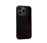 Audi Coque de protection sport pour smartphone compatible avec iPhone 13 Pro [en carbone véritable] [sous licence Audi AG] [noir/rouge]