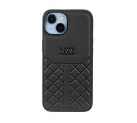 Audi Étui cuir véritable iPhone 14 (6 1'') - Noir coque TPU fine motif losange