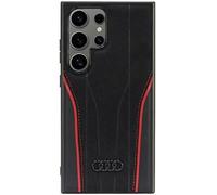 Audi Étui en Cuir véritable pour S24 Ultra S928 Noir et Rouge AU-TPUPCS24U-R8/D3-RD