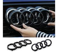 Audi Noir/Argent 4 Anneaux Abs Capot De Voiture Capot Avant Gril Coffre Arrière Emblème Logo Badge Autocollant Pour A3 A4 A5 A6 A7 Q2 Q3 Q5 Q8 Tt-Front 263mm