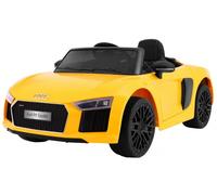 aUDI R8 SPYDER voiture à batterie pour enfants jaune + télécommande RC + radio FM