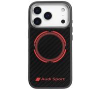 Audi RSQ Sport Cercle rouge en fibre de carbone compatible avec MagSafe Coque pour iPhone 17 Pro Max (Noir)