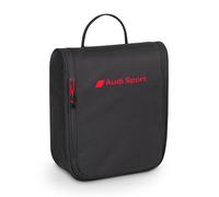 Audi Sport Trousse de Toilette, Noir, 100% Polyester avec Revêtement Imperméable, Fermeture Éclair, 22 x 9 x 25 cm, Capacité 5L