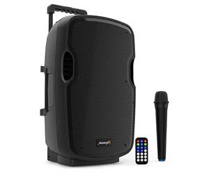Audibax Denver 10 - Haut-Parleur Active 10" - Puissance 150W - Enceinte Amplifié - Connexion USB/SD - Haut-Parleur Bluetooth - Comprend des roulettes + Microphone à Main - Batterie de 6 Heures