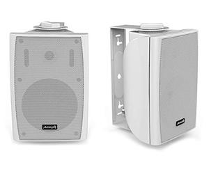 Audibax Elipse 5 White - Enceintes Hi-FI Passives d'Étagère - Paire d'Enceintes Stéréo à 2 Voies - Puissance Continue de 20 W - Support Mural Inclus - Haut-Parleurs de Graves de 5,25"