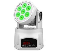 Audibax Iowa 70 White - Lyre pour Disco Wash - Projecteur Mobile Professionnel - 7 lumières LED 8W avec RGBW 4 en 1 - Synchro Musicale - Mode Automatique - Connexion DMX avec 9 ou 14 Canaux