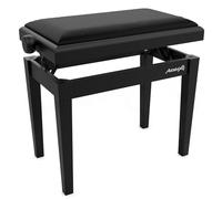 Audibax KB600 Noir - Tabouret pour Piano ou Clavier Banc de Piano de Pliage, de Haute Résistance Réglable en Hauteur à partir de 47,5 à 56,5 cm - Tabouret pour Clavier Collier en Bois